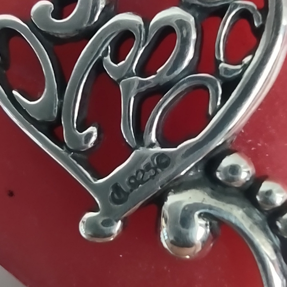 Carolyn Pollack Sterling Silver/Rhodonite Heart Enhancer Pendant - Picture 13 of 13